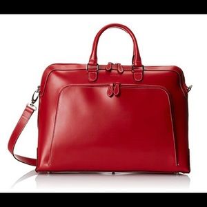 Lodis Audrey Brera Cross-Body Red Leather Briefcase
